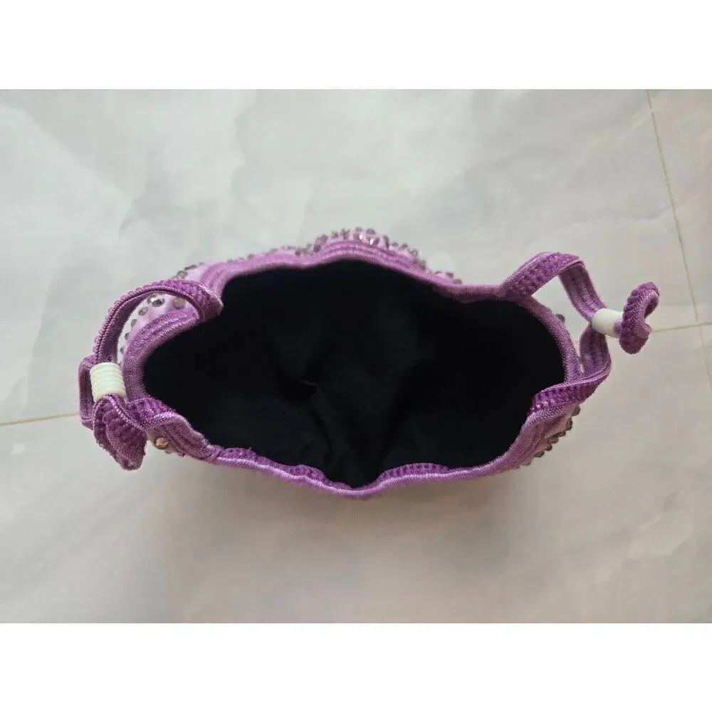 Reusable Face Mask Purple With Rhinestone Washable With Filter Pocket